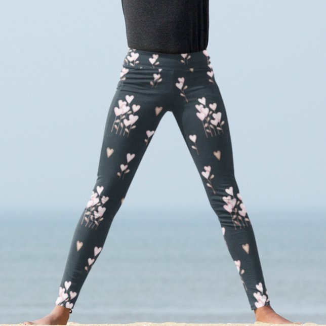 Flower Hearts Watercolor Valentine's day Leggings (Creator Uploaded)