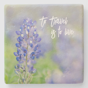 Flower Home Decor with Travel Quote Stone Coaster