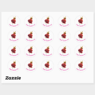 Flower & honey Happy Valentine's day customisable Classic Round Sticker
