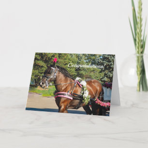 Flower Horse Congratulations Wedding Card
