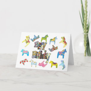 Flower Horses Birthday Card