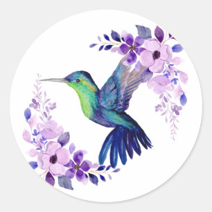 Flower Hummingbird Classic Round Sticker