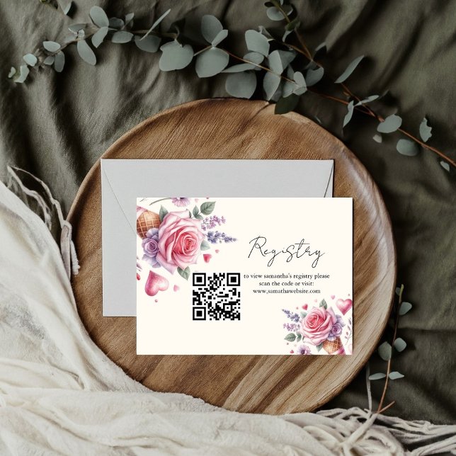 Flower ice cream registry Bridal shower Enclosure Card (Creator Uploaded)