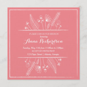 Flower Illustration Brunch Invitation