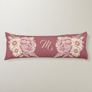 Flower Illustration custom monogram body pillow