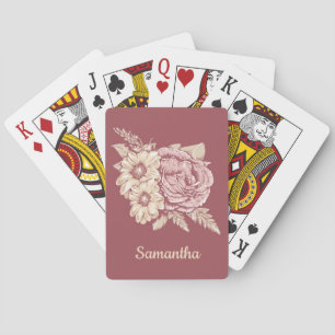 Flower Illustration custom name playing cards