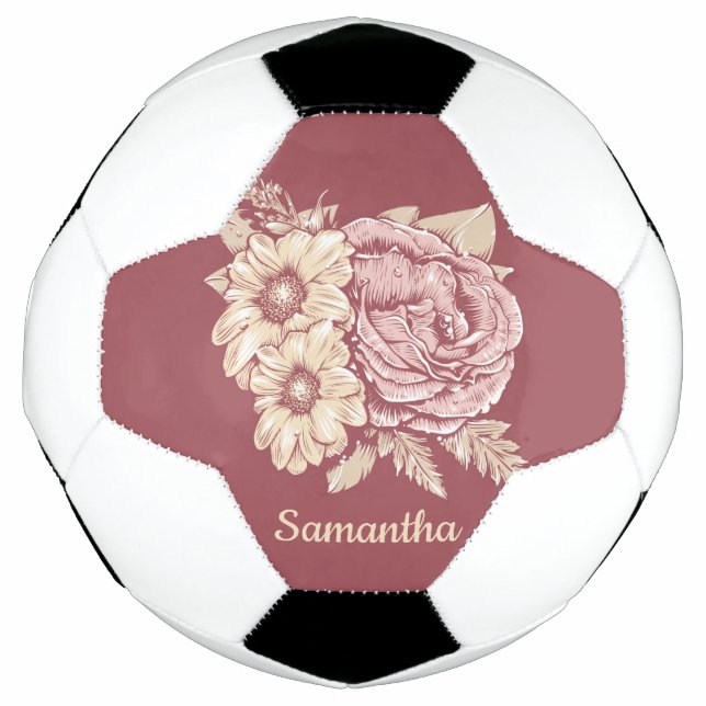 Flower Illustration custom name soccer ball (Front)