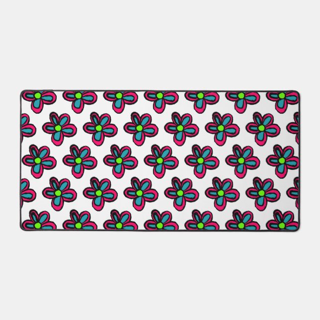 Flower illustration desk mat (Front)