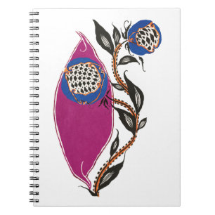 Flower illustration in stencil print style notebook