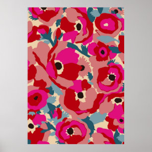Flower illustration pattern. Floral botanical Moti Poster