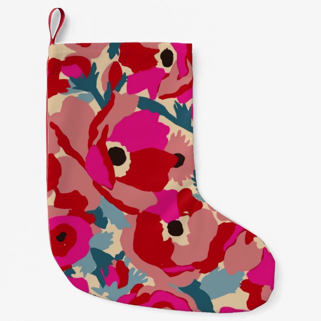 Flower illustration pattern. Floral botanical Moti Small Christmas Stocking (Front)
