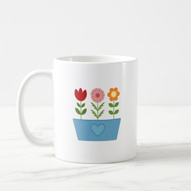 Flower Illustrations in a Blue Window Box Canvas P Coffee Mug (Left)