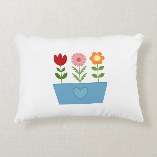Flower Illustrations in a Blue Window Box Canvas P Decorative Cushion (Front)