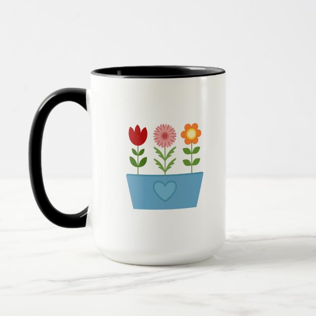 Flower Illustrations in a Blue Window Box Canvas P Mug (Left)