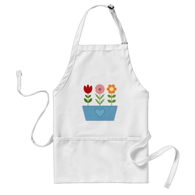 Flower Illustrations in a Blue Window Box Canvas P Standard Apron (Front)