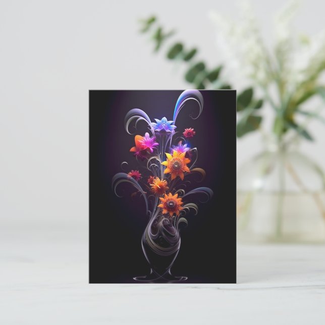 Flower Illustrator Abstract Painting Colourful Postcard (Standing Front)