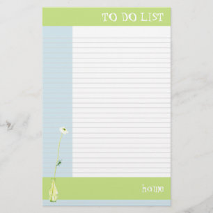 Flower in Green To Do List Stationery