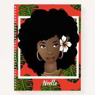 Flower in Her Hair, Tropical Red Notebook