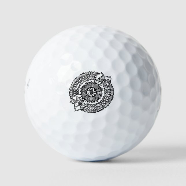 Flower In Mandala Golf Balls (Front)