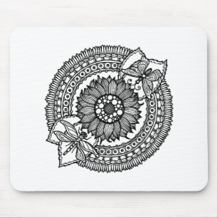 Flower In Mandala Mouse Mat