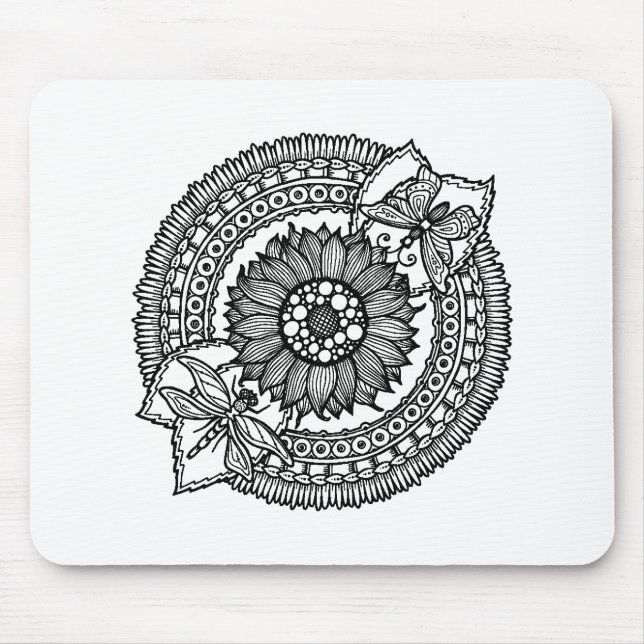 Flower In Mandala Mouse Mat (Front)