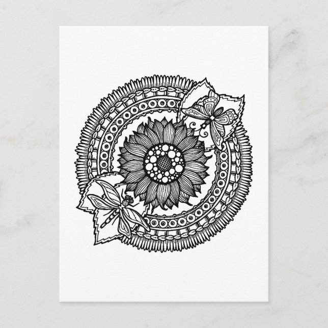 Flower In Mandala Postcard (Front)
