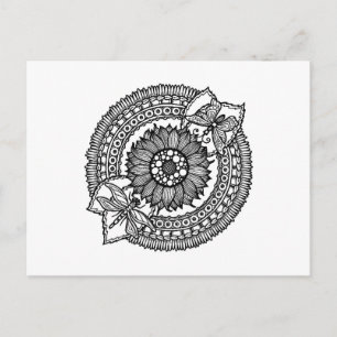 Flower In Mandala Postcard