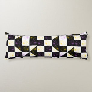 flower in Monochrome Aesthetic Chequered pattern Body Cushion
