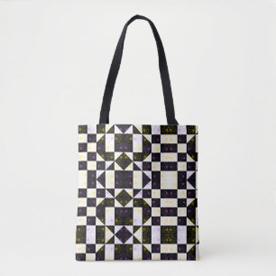 flower in Monochrome Aesthetic Chequered pattern Tote Bag