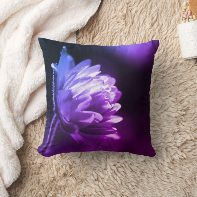 Flower In Sunlight Black And White Colour Tint Cushion (Blanket)