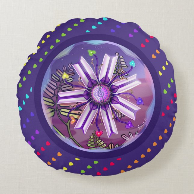 Flower in the desert round cushion (Front)