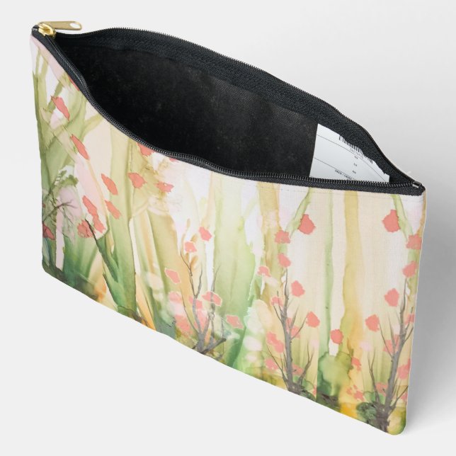 Flower in the Forest Print Cosmetic Bag (Open)