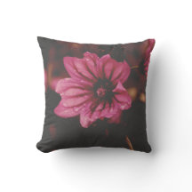 Flower in Water Droplets Throw Pillow