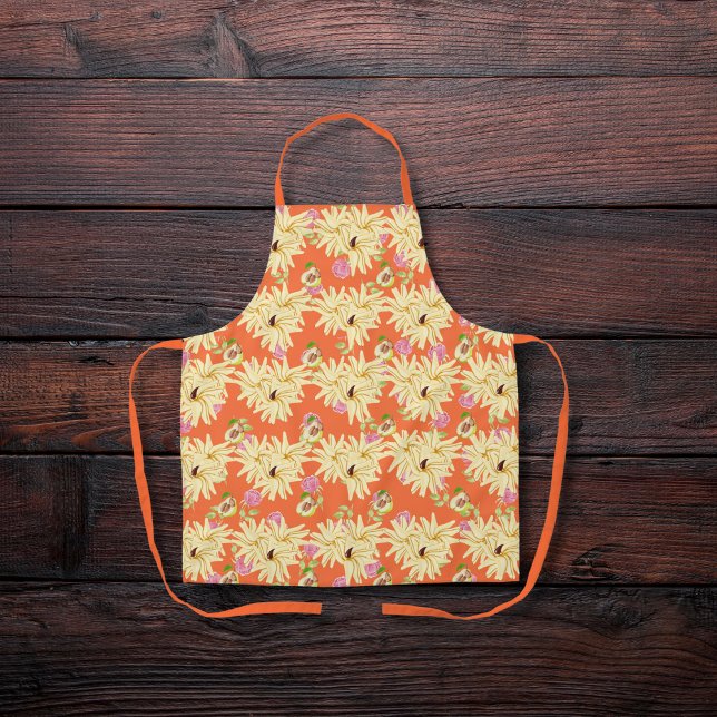 Flower-inspired pears orange apron (Creator Uploaded)