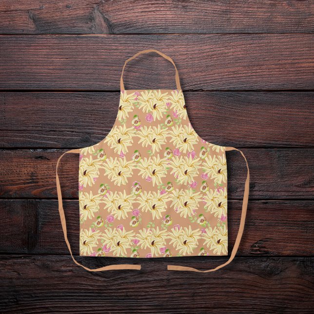 Flower-inspired pears tan apron (Creator Uploaded)