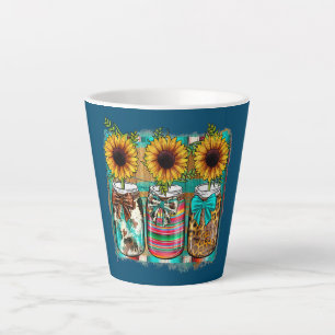 Flower Jar Sunflower Jar Western Cowhide Leopard Latte Mug