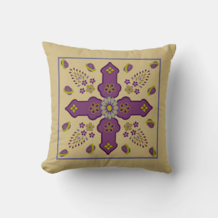 Flower Jewels Cross Spring of Life pillow