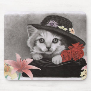 Flower kitty mouse mat