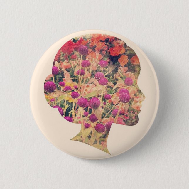 Flower Lady 6 Cm Round Badge (Front)