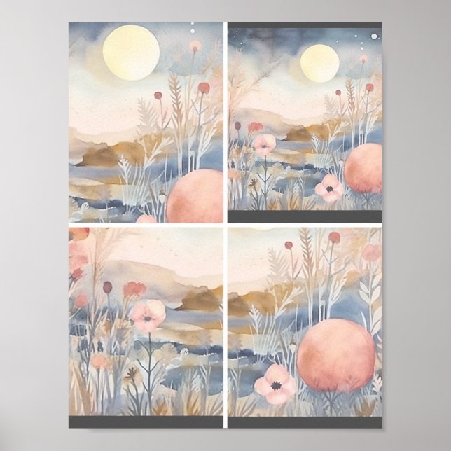 Flower Landscape with moon 1 of 2 Poster (Front)