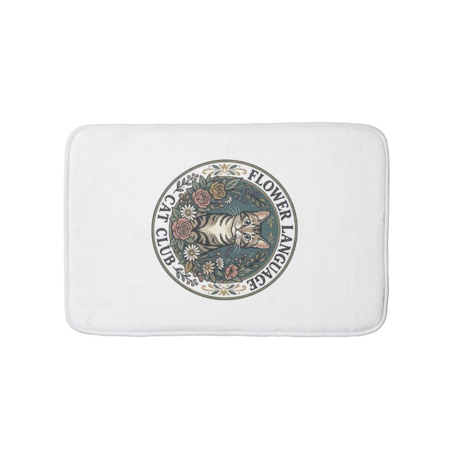 Flower Language Cat Cat Graphic Tee Art - Flower L Bath Mat (Front)
