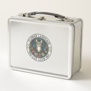 Flower Language Cat Cat Graphic Tee Art - Flower L Metal Lunch Box
