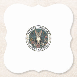 Flower Language Cat Cat Graphic Tee Art - Flower L Paper Coaster