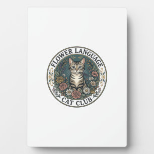 Flower Language Cat Cat Graphic Tee Art - Flower L Plaque