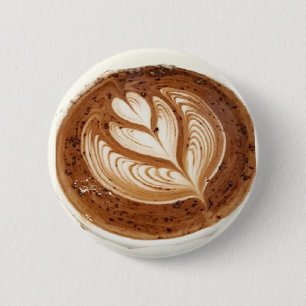 Flower latte coffee art 6 cm round badge