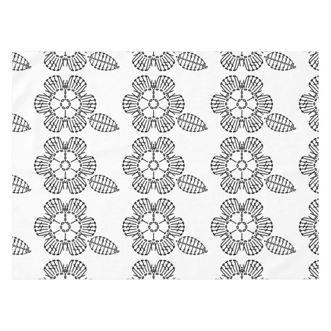 Flower & Leaf Crochet Chart Pattern (Tiled) Tablecloth (Front (Horizontal))