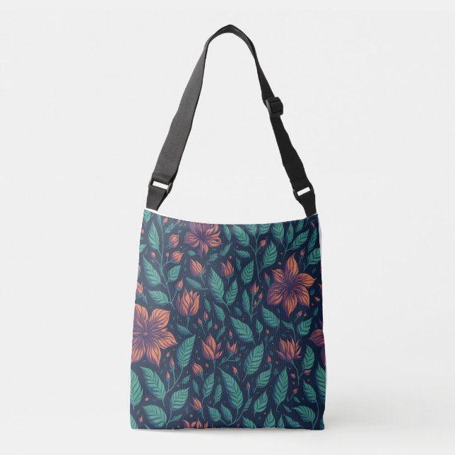 Flower Leaf Rainbow pattern Crossbody Bag (Front)