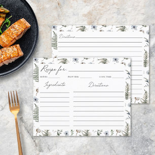 Flower Leaves Floral Botanical Pattern Recipe Card