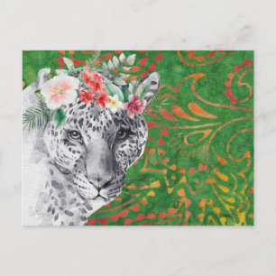 Flower Leopard Jungle Batik Postcard