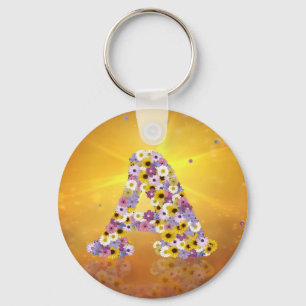 Flower letter A Key Ring
